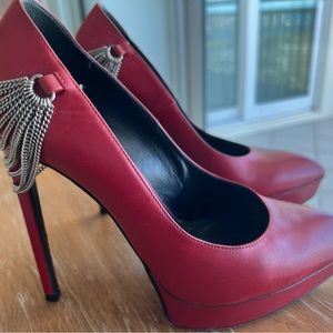 YSL / Saint Laurent Paris Janis Chain Heel Platform Pump